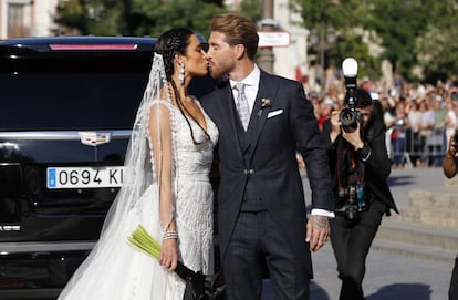Imagen de la boda de Sergio Ramos y Pilar Rubio en Sevilla en junio de 2019. La pareja tiene tres hijos.