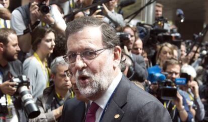 Mariano Rajoy, a su llegada a la cumbre europea de Bruselas el 28 de junio de 2016.