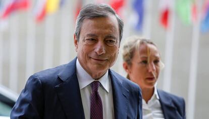 El presidente del Banco Central Europeo (BCE), Mario Draghi, a su llegada al Eurogrupo. 