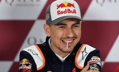 Jorge Lorenzo, en una conferencia de prensa en el circuito de Losail.