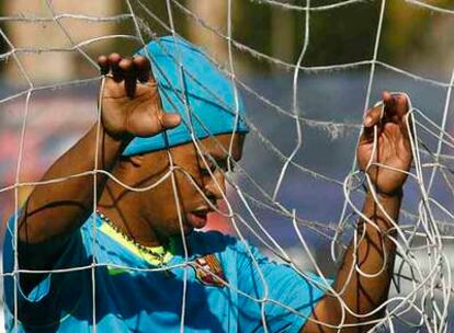 Ronaldinho, en el entrenamiento de ayer.