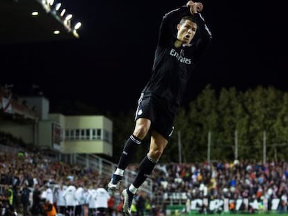 Cristiano celebra el gol del 0-1 contra el Rayo