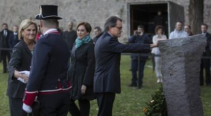 Mas, esta mañana en el homenaje a Companys antes de ir a declarar.