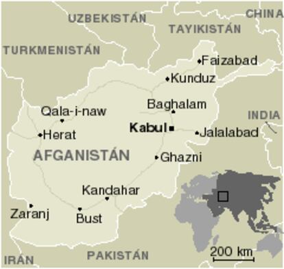 Mapa de situación de Afganistán.