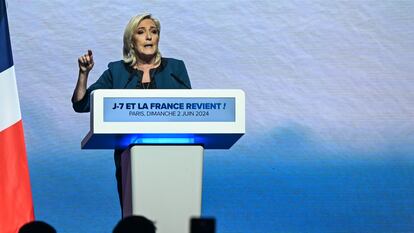 Marine Le Pen, durante un acto en Francia.