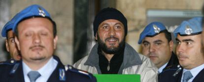 Mohamed el Egipcio, a su llegada al tribunal de Milán para escuchar por videoconferencia la sentencia del 11-M.