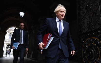 Boris Johnson, a su llegada este martes a Downing Street