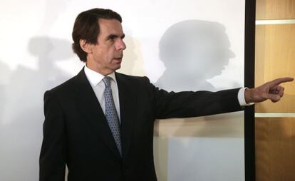José Maríaa Aznar, el pasado miércoles, en la presentación de la biografía de Konrad Adenauer, de Ricardo Martin de la Guardia.