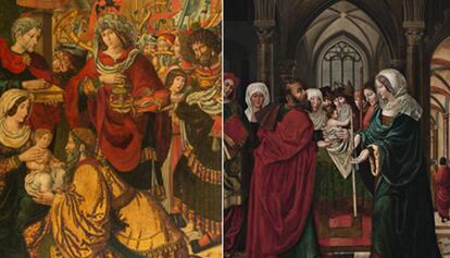 Les taules 'Adoració dels Reis d'Orient' (esquerra) i 'Presentació del nen Jesús al Temple'.