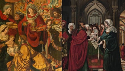 Las tablas 'Adoración de los Reyes Magos' (izquierda) y 'Presentación del niño Jesús en el Templo'.