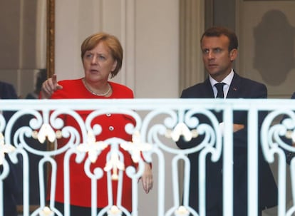 Angela Merkel y Emmanuel Macron en un encuentro en Alemania.
