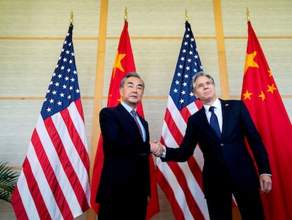 Chinese Foreign Minister Wang Yi (left) and Secretary of State Antony Blinken at a meeting in Nusa Dua (Indonesia) in November 2022