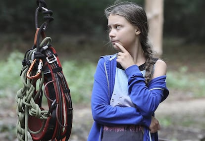 La activista por el cambio climático, Greta Thunberg, en Kerpen, Alemania, el pasado sábado. 