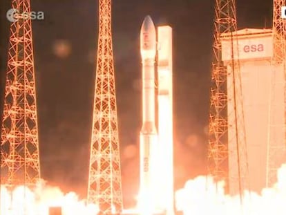 Imagen del momento de la ignici&oacute;n del cohete Vega que ha llevado a Lisa Pathfinder al espacio