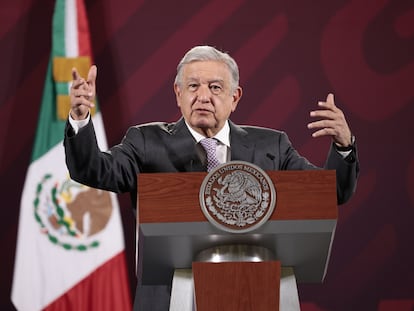 El presidente de México, Andrés Manuel López Obrador, durante su conferencia matutina de este miércoles.