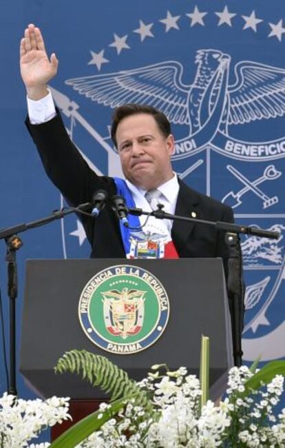 Juan Carlos Varela durante la jura del cargo este martes.