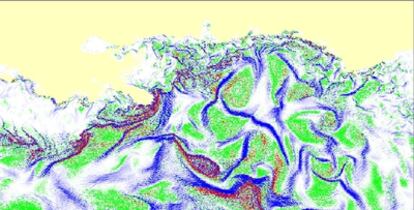 El vertido de crudo en el golfo de México, en la situación del pasado 30 de junio, según el nuevo modelo computacional desarrollado por científicos estadounidenses