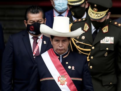 El presidente de Perú, Pedro Castillo, en su toma de posesión el 28 de julio pasado.