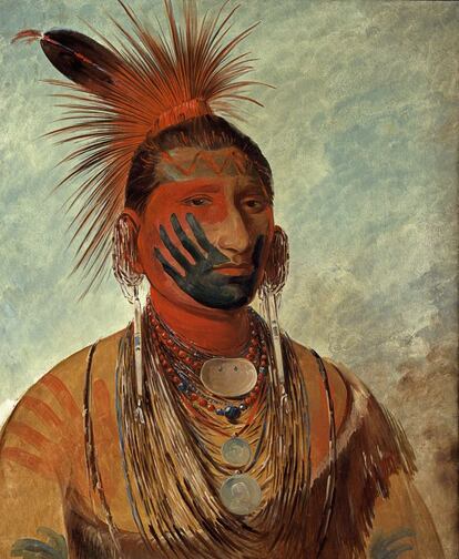 Óleo del pintor George Catlin, que se especializó en la representación de nativos americanos a mediados del siglo XIX.