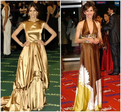 Todo el mundo tiene un pasado, y antes de deslumbrar en el ‘photocall’ de los premios Goyas con elaborados vestidos de Elie Saab cargados de detalles y pedrería, Goya Toledo tuvo algunos desaciertos. El traje dorado de Dior que lució en 2009 no era especialmente favorecedor, como tampoco su elección para 2005 (a la derecha de la imagen). 