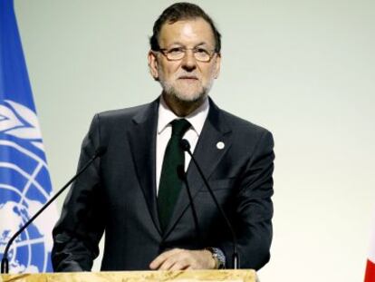 El presidente del Gobierno, Mariano Rajoy, este lunes en París.
