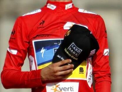 Alberto Contador, en lo más alto del podio de la Vuelta.