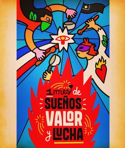 Ilustración de Cometa Ludo de las protestas en Chile.