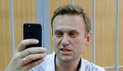 Navalni durante la audiencia judicial de este martes en Moscú.