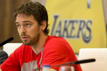 Pau Gasol, jugador de Los Lakers, durante un acto.