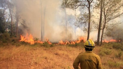 Los bomberos apagan un incendio reciente en Vilopriu.