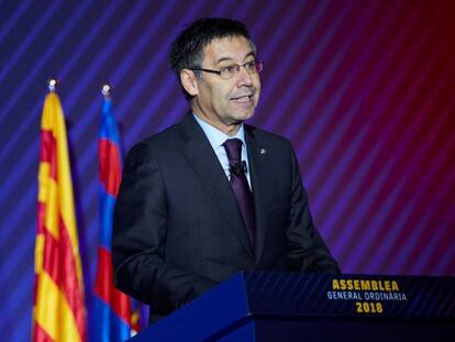 Bartomeu, durant la seva intervenció a l'assemblea.