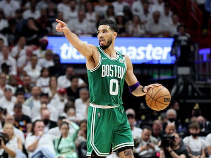 Jayson Tatum, durante un momento del partido.