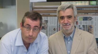 El portavoz del PNV en la Juntas Generales de Gipuzkoa, Markel Olano, junto a su homólogo del PP, Juan Carlos Cano. 