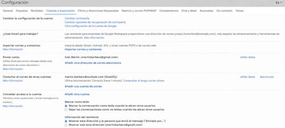 Gmail opciones