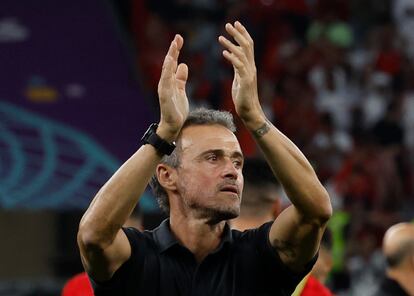 El exseleccionador español, Luis Enrique, durante el partido entre España y Marruecos en Doha (Qatar).