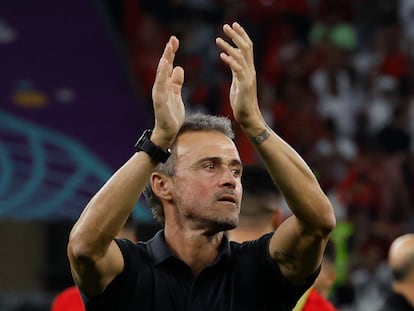 El exseleccionador español, Luis Enrique, durante el partido entre España y Marruecos en Doha (Qatar).