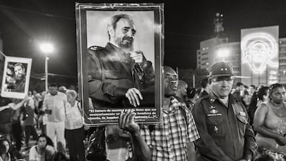 Manifestación de duelo en La Habana por la muerte de Fidel Castro. La imagen fue tomada el 29 de noviembre de 2016.