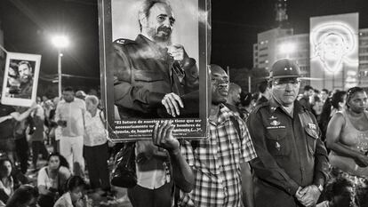 Manifestación de duelo en La Habana por la muerte de Fidel Castro. La imagen fue tomada el 29 de noviembre de 2016.