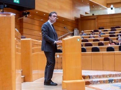 El ministro de Economía, Comercio y Empresa, Carlos Cuerpo, durante una sesión de control al Gobierno en el Senado.