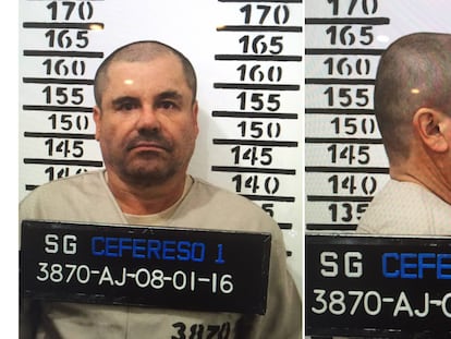 Fotografías cedidas por Cefereso de la ficha del narcotraficante Joaquín Guzmán.