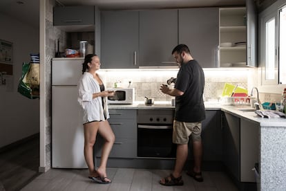 El comedor del piso que Spyros y Michaela comparten con otra persona en L'Hospitalet de Llobregat.