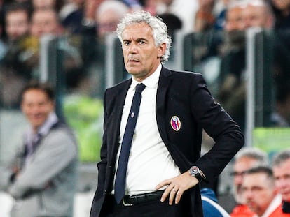 Roberto Donadoni, en mayo de 2018 en Turín como entrenador del Bolonia.