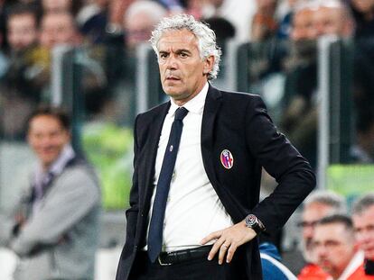 Roberto Donadoni, en mayo de 2018 en Turín como entrenador del Bolonia.