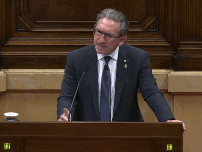 El consejero de Economía y Hacienda de la Generalitat, Jaume Giró, en el pleno del Parlament.