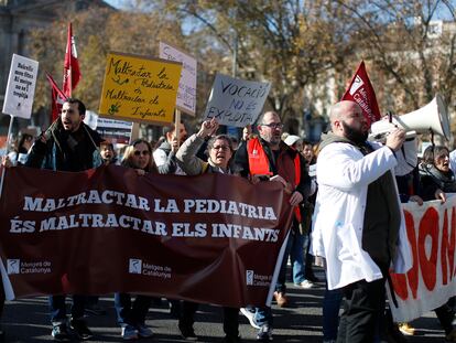 Protesta de los médicos catalanes el pasado 26 de enero, en Barcelona.