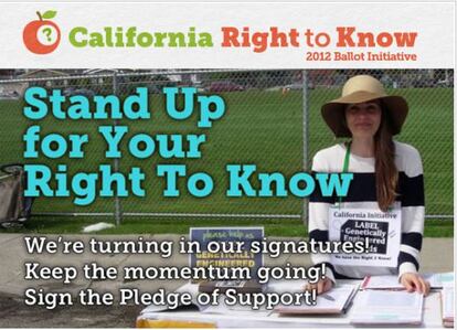 Campaña "Derecho a Saber" a favor del etiquetado de los productos transgénicos en California