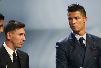 Messi e Cristiano Ronaldo, na festa.