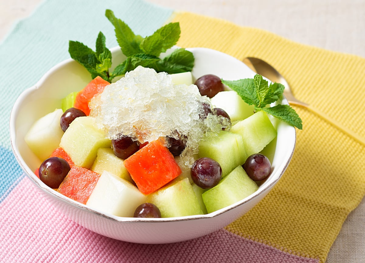 Melón y sandía con granizado de cava
