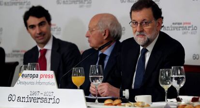 El presidente del Gobierno, Mariano Rajoy, durante su participación en un desayuno informativo.