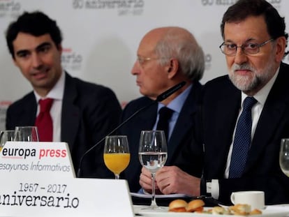 El presidente del Gobierno, Mariano Rajoy, durante su participación en un desayuno informativo.